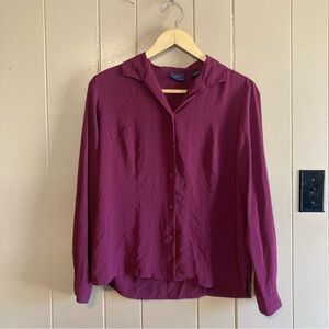 Laura Scott Size 8 Purple Square Button Up Blouse